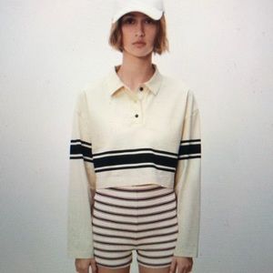 Zara Striped Crop Polo